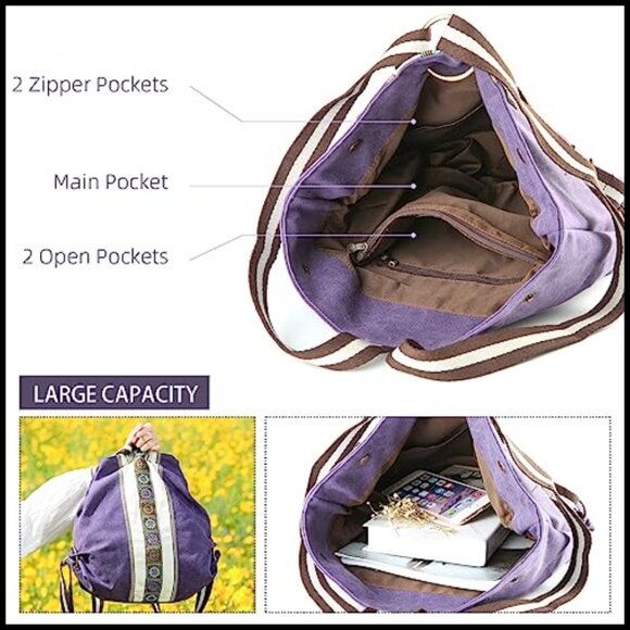 Vintage Canvas Backpack Daypack Casual Anti-Theft Travel Bag Lightweight